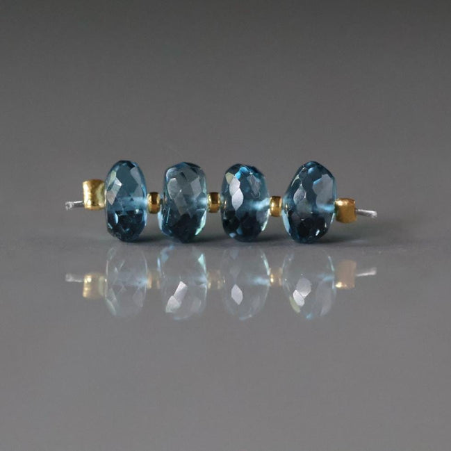 6mm AAA London Blue Topaz Rondelle Beads Faceted 4Pcs Natural Gemstone Beads for Jewelry Making Earrings Pendants December Birthstone