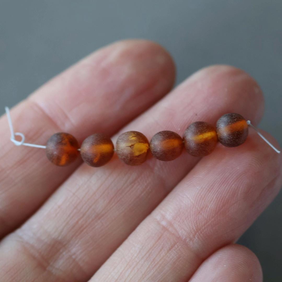 6mm Baltic Amber Beads Matte Cognac Amber Beads Genuine Amber 6 pcs