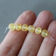6mm Baltic Amber Beads Honey Amber Lemon Matte Beads Genuine Amber 6 pcs