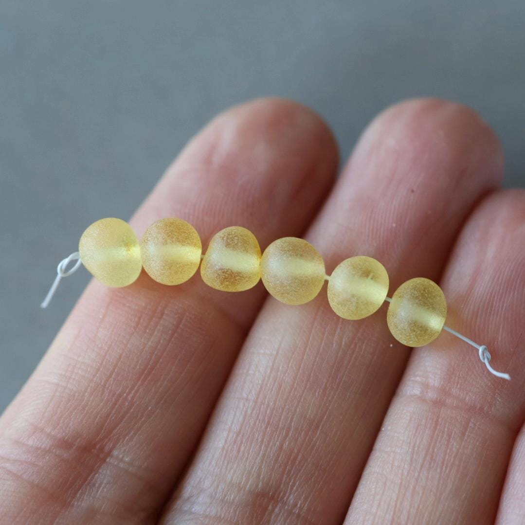 6mm Baltic Amber Beads Honey Amber Lemon Matte Beads Genuine Amber 6 pcs