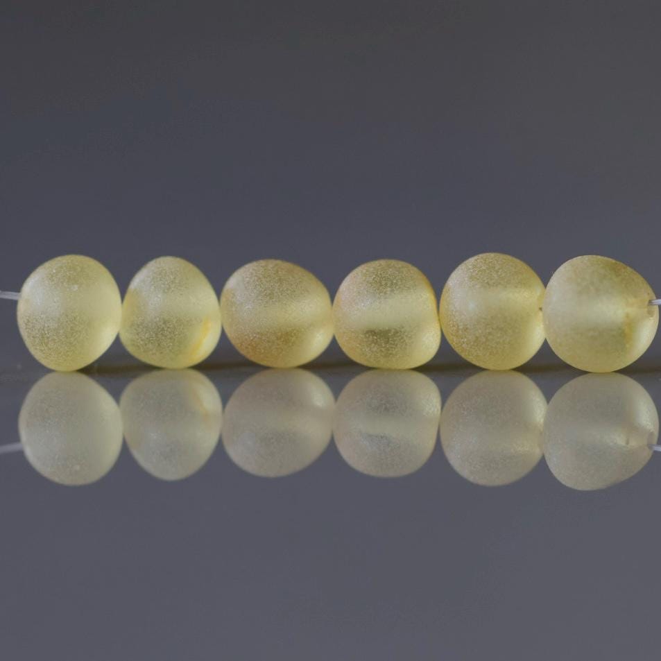 6mm Baltic Amber Beads Honey Amber Lemon Matte Beads Genuine Amber 6 pcs
