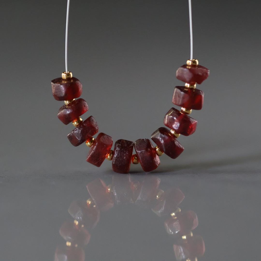 6mm Matte Mozambique Garnet Rondelle Beads Smooth 10 Pcs Natural Gemstone DIY Jewelry Making Earrings Necklace January Birthstone
