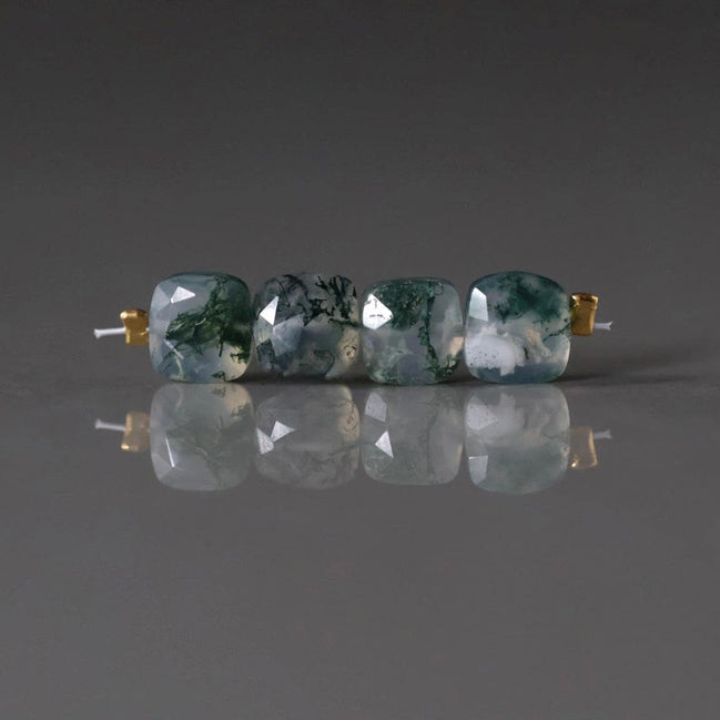 6mm Moss Agate Square Beads Faceted Flat Natural Agate Genuine Bead For DIY Jewelry Making Craft Gift Beads October Birthstone