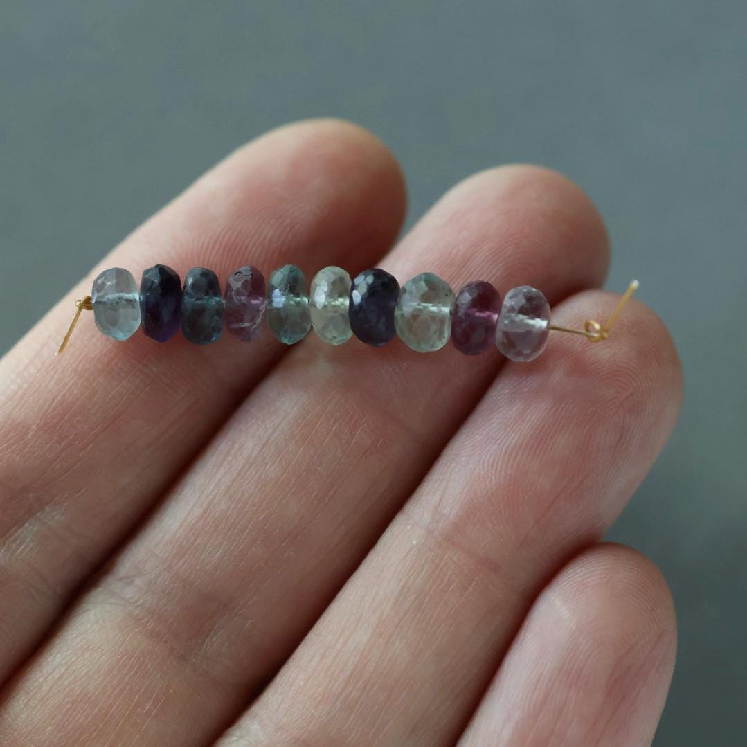 6mm Multi Color Fluorite Beads 10 Pcs – Faceted Rondelle Natural Gemstone
