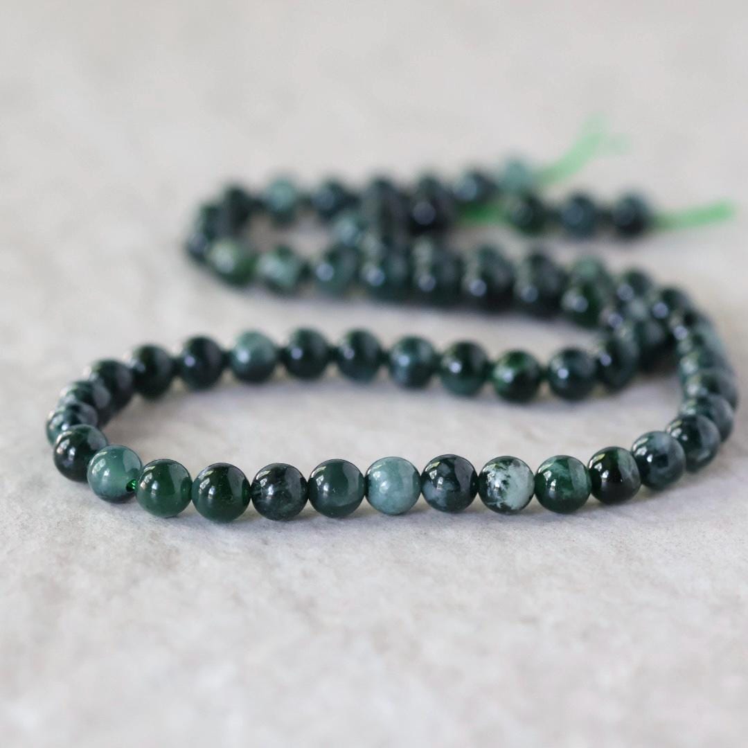 6mm Natural AAA Guatemala Jade Beads Jadeite Gemstone Natural Burma Jade Dark Green For DIY Jewelry Making