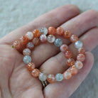6mm Natural Arusha Sunstone Smooth Beads 7" Orange Gemstone Beads for DIY Jewelry Making