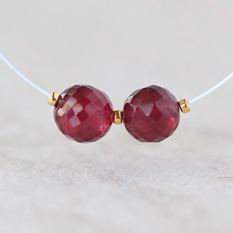 6mm Natural Madagascar Ruby Beads Faceted Round Raw Ruby Gemstone for DIY Jewelry Making Earrings Supplies