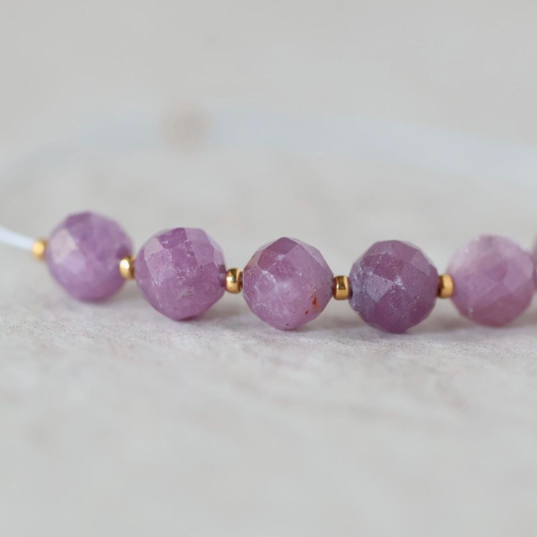 6mm Natural Madagascar Ruby Beads Faceted Round Raw Ruby Gemstone for DIY Jewelry Making Earrings Supplies