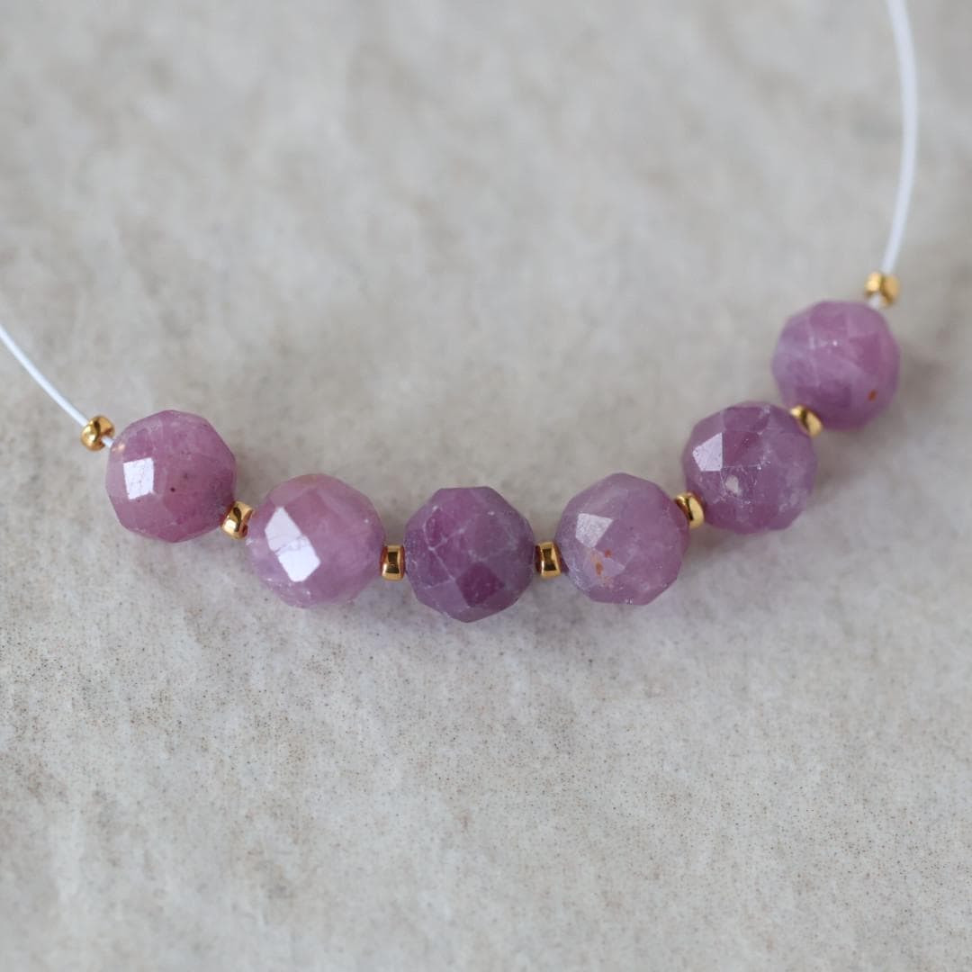 6mm Natural Madagascar Ruby Beads Faceted Round Raw Ruby Gemstone for DIY Jewelry Making Earrings Supplies