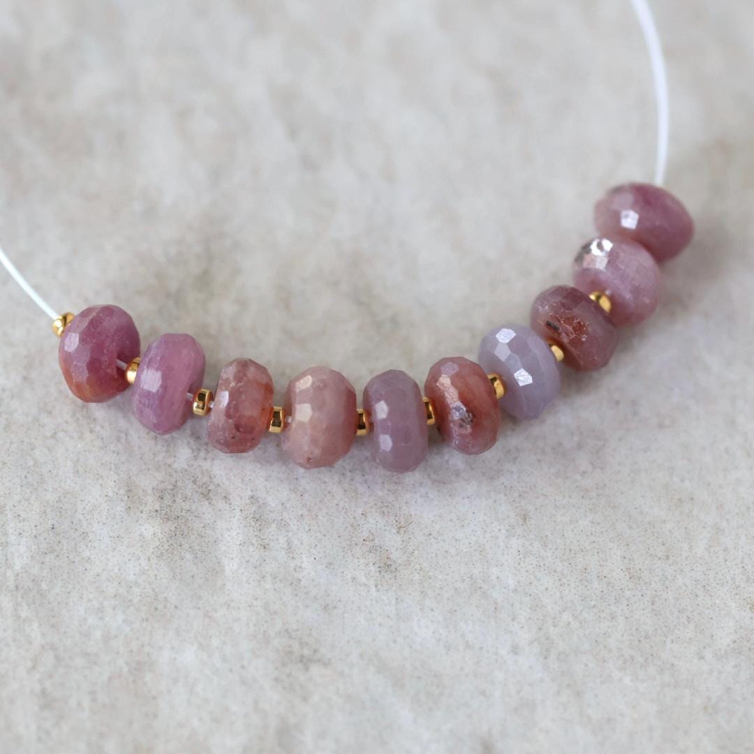 6mm Natural Madagascar Ruby Rondelle Beads Faceted Raw Ruby Gemstone for DIY Jewelry Making Earrings Supplies
