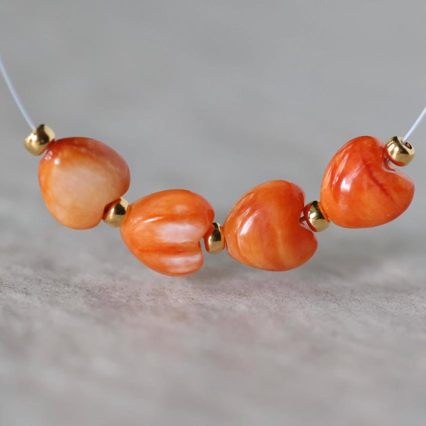 6mm Natural Spiny Oyster Shell Heart Bead Smooth Natural Shell Accent Beads for DIY Jewelry Making