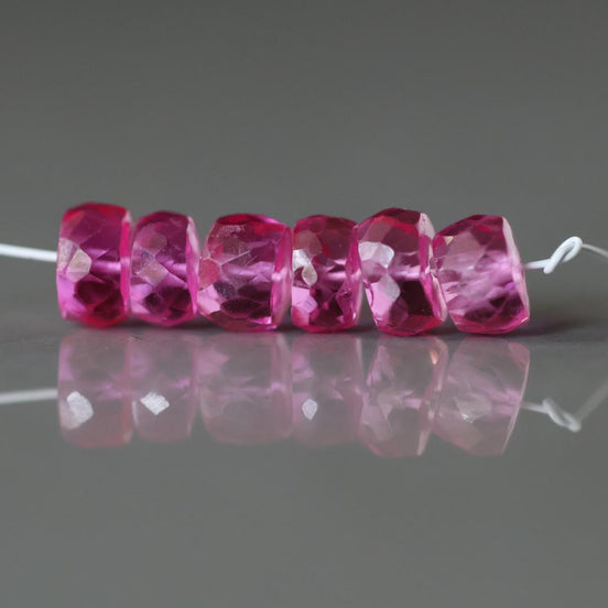 6mm Pink Padparadscha Sapphire Beads Rondelle 6 PCs Faceted Genuine Gemstone Beads Jewelry Making Gift September Birthstone