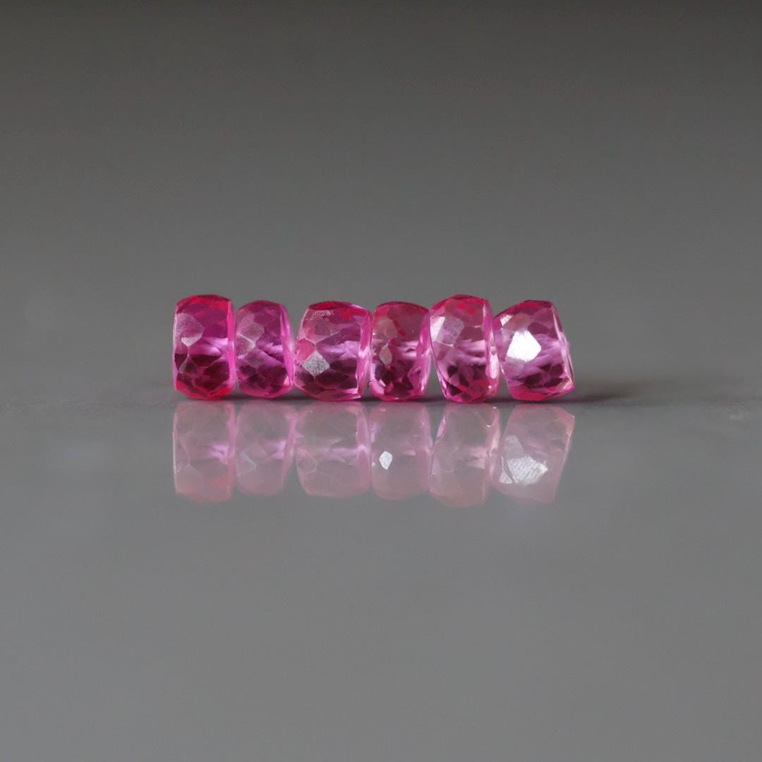 6mm Pink Padparadscha Sapphire Beads Rondelle 6 PCs Faceted Genuine Gemstone Beads Jewelry Making Gift September Birthstone