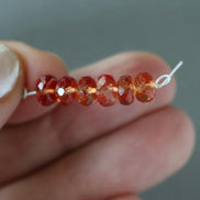 6mm Orange Padparadscha Sapphire Beads Rondelle 6 PCs Faceted Genuine Gemstone Beads Jewelry Making Gift September Birthstone
