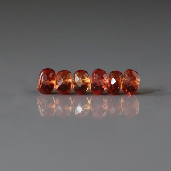 6mm Orange Padparadscha Sapphire Beads Rondelle 6 PCs Faceted Genuine Gemstone Beads Jewelry Making Gift September Birthstone