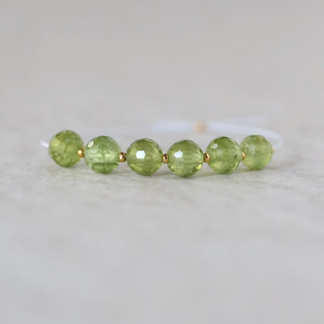 6mm Peridot Round Faceted Beads 6 Pcs Natural Green Gemstone for DIY Jewelry Making