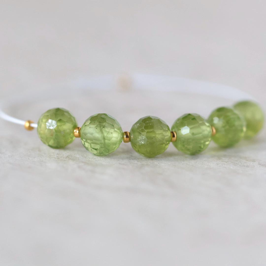 6mm Peridot Round Faceted Beads 6 Pcs Natural Green Gemstone for DIY Jewelry Making