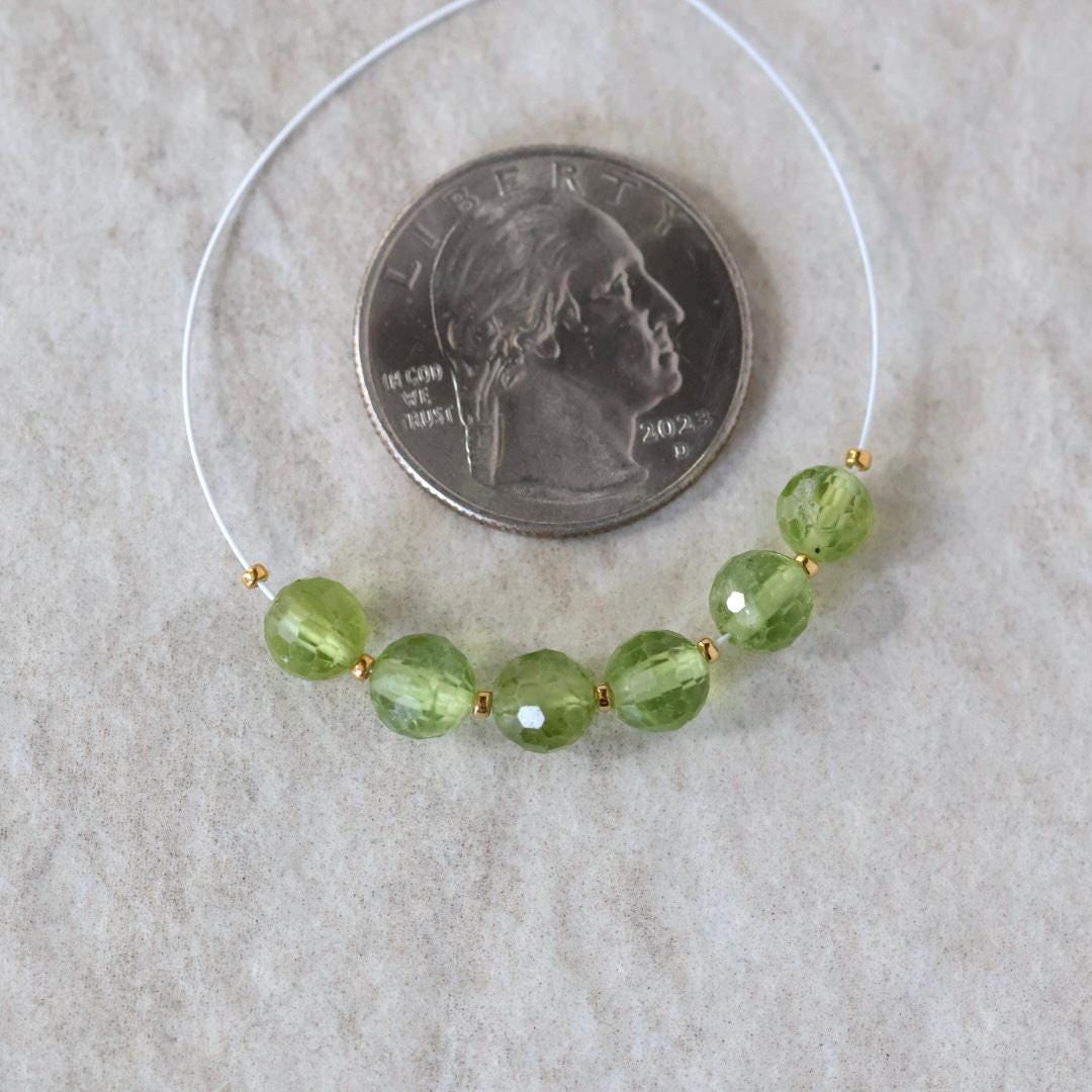 6mm Peridot Round Faceted Beads 6 Pcs Natural Green Gemstone for DIY Jewelry Making