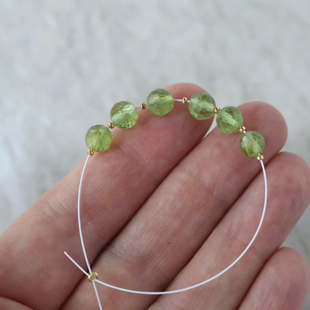 6mm Peridot Round Faceted Beads 6 Pcs Natural Green Gemstone for DIY Jewelry Making