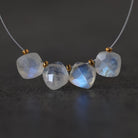 6mm Rainbow Moonstone Square Beads - Faceted Briolette Natural Gemstone 4 Pcs