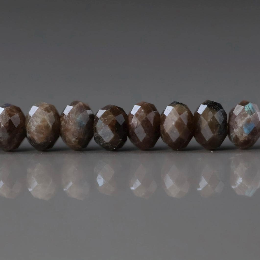 6mm Rare Brown Labradorite Beads Rondelle Genuine Blue Flash Beads Snow Labradorite 15" Gemstone Beads for DIY Jewelry Making Crafter Gift