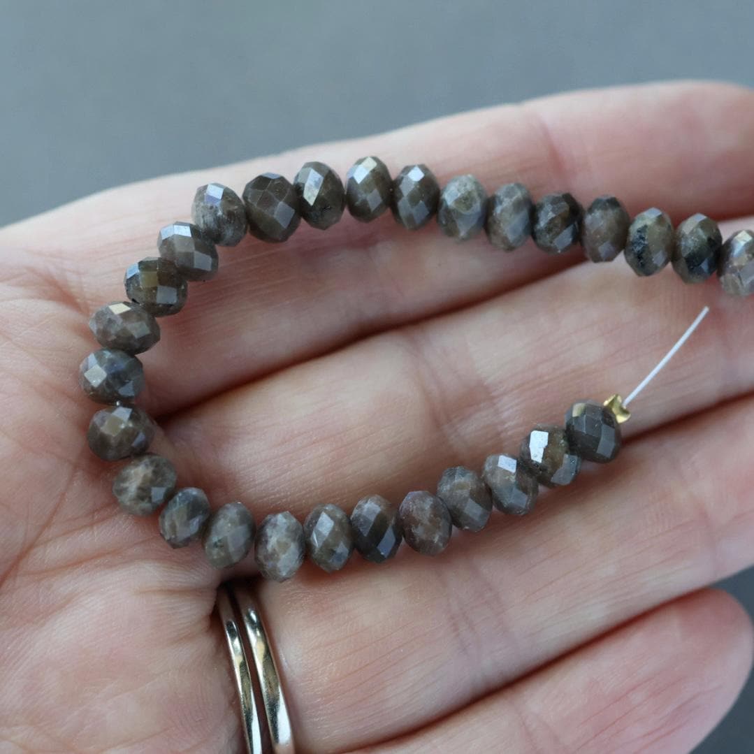 6mm Rare Brown Labradorite Beads - Faceted Rondelle Natural Gemstone 15" Strand