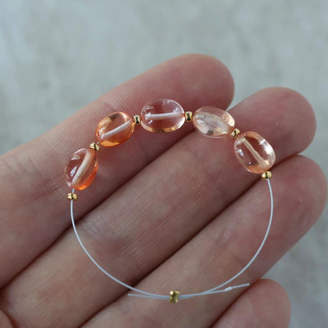 6mm Rare Padparadscha Sapphire Oval Beads Smooth 5 PCs Gemstone for DIY Jewelry Making Supplies Earrings