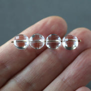 6mm AAA Rock Quartz Faceted Coin Beads 4 PCs Clear Crystal Quartz Genuine Gemstone Beads Jewelry Making Beading Craft Gift April Birthstone