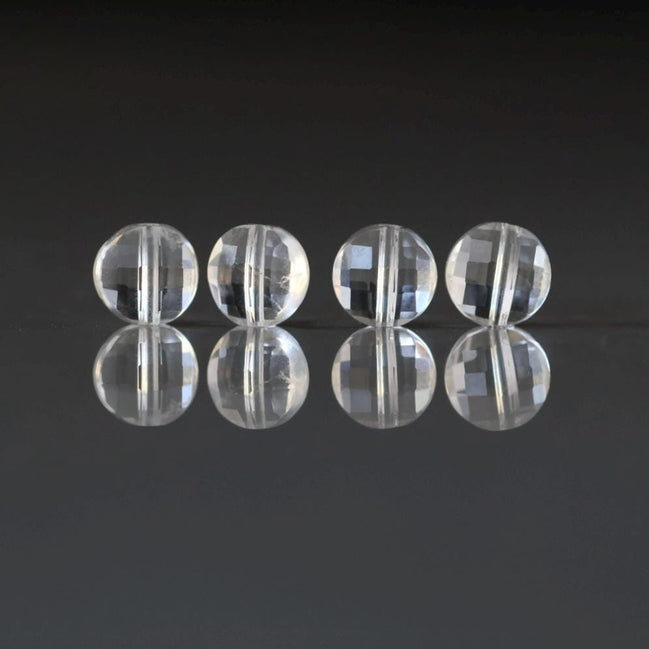 6mm AAA Rock Quartz Faceted Coin Beads 4 PCs Clear Crystal Quartz Genuine Gemstone Beads Jewelry Making Beading Craft Gift April Birthstone
