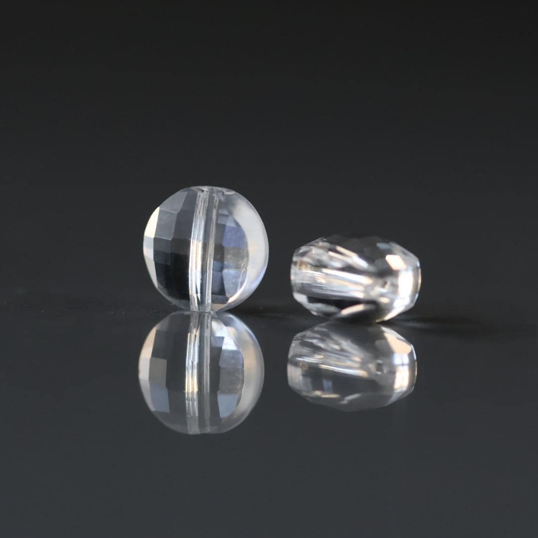 6mm Rock Quartz Beads - Faceted Coin Natural Gemstone 4 Pcs
