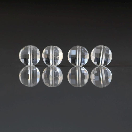 6mm Rock Quartz Beads - Faceted Coin Natural Gemstone 4 Pcs