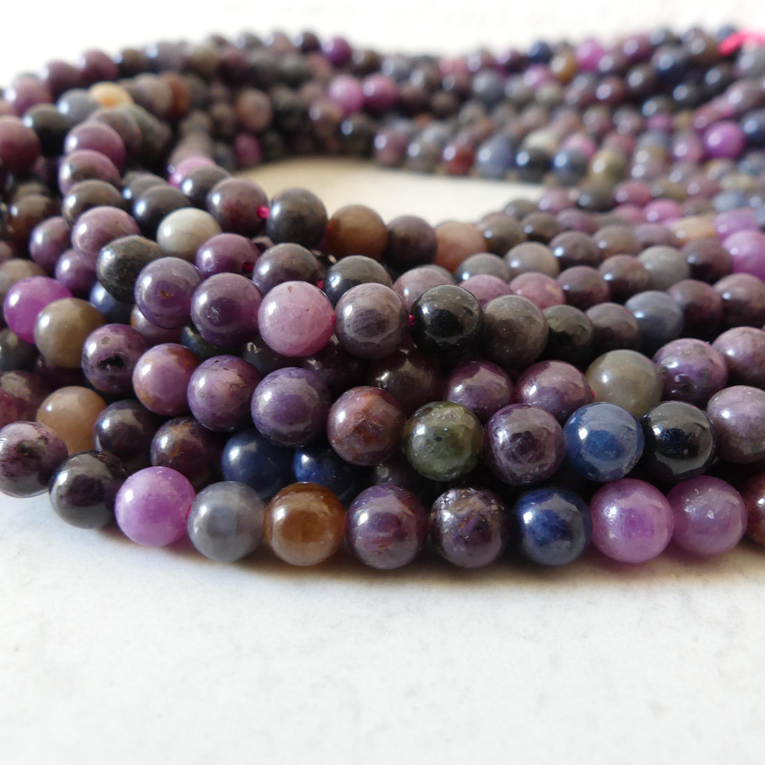 6mm Ruby and Sapphire Smooth Beads 15" Genuine Natural Gemstone Beads for Jewelry Making September Birthstone July Beading Gift Crafter