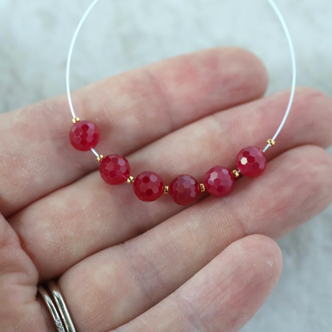 6mm Ruby Beads Faceted Round Lab Ruby Gemstone for DIY Jewelry Making Earrings Supplies