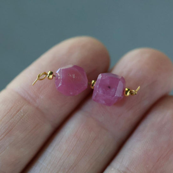 Ruby Beads Faceted Nuggets 6mm Stone Chunk Gemstone Bead for DIY Jewelry Making Craft Gift Beads July Birthstone