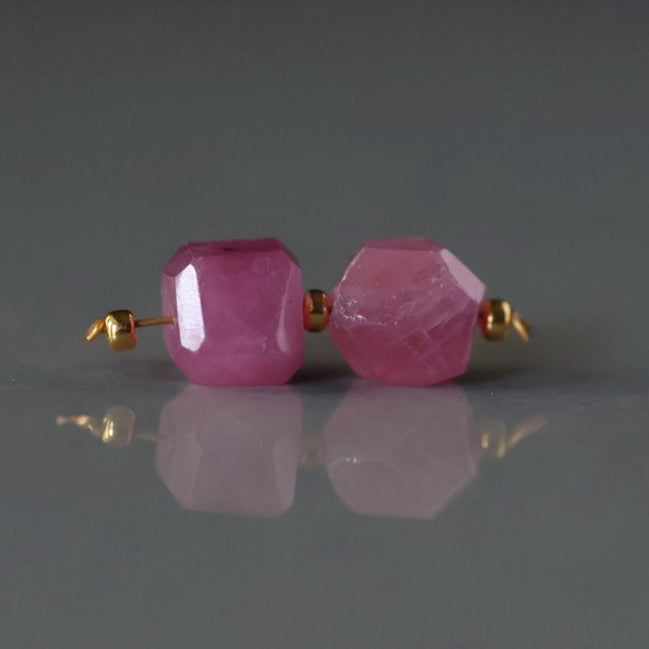 Ruby Beads Faceted Nuggets 6mm Stone Chunk Gemstone Bead for DIY Jewelry Making Craft Gift Beads July Birthstone