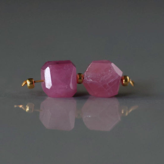 Ruby Beads Faceted Nuggets 6mm Stone Chunk Gemstone Bead for DIY Jewelry Making Craft Gift Beads July Birthstone