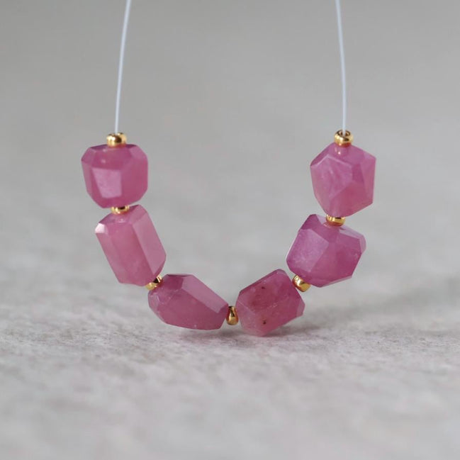 6mm Ruby Nuggets Stone Beads – Faceted Nugget Natural Gemstone