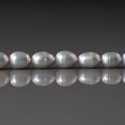6mm Silver Gray Freshwater Pearl Beads Rice Shape Pearls Baroque 6.5