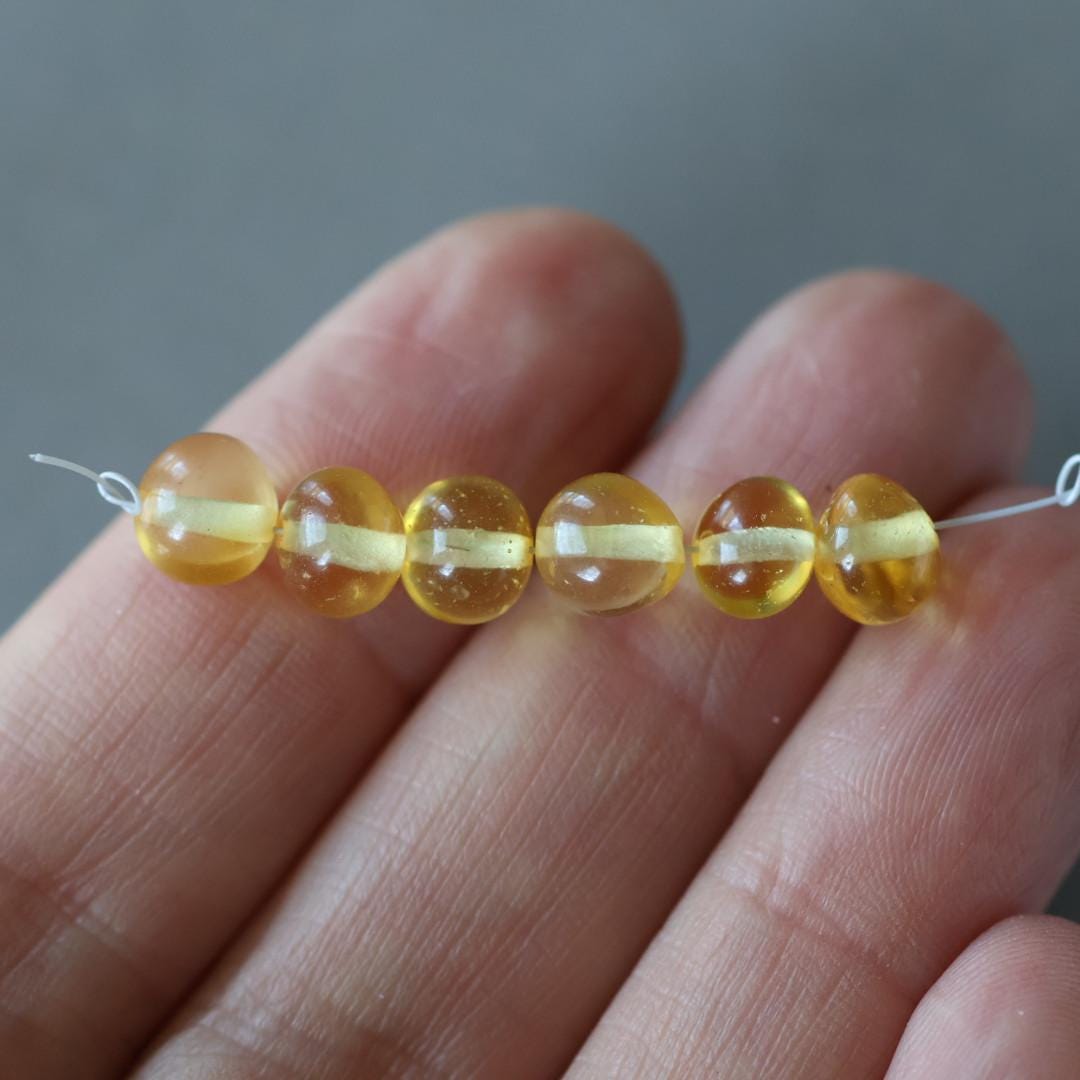 6mm Baltic Amber Beads Honey Amber Lemon Beads Genuine Amber 6 pcs