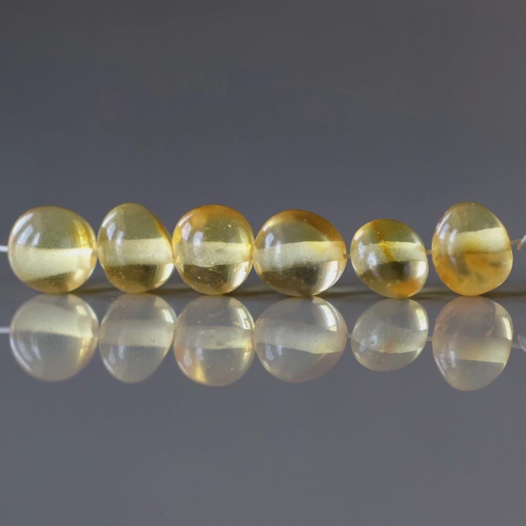 6mm Baltic Amber Beads Honey Amber Lemon Beads Genuine Amber 6 pcs
