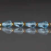 Natural Swiss Blue Topaz Faceted Teardrop Beads Oval 6x4mm 4 Pcs Sparkly Gemstone Beads December Birthstone DIY Jewelry