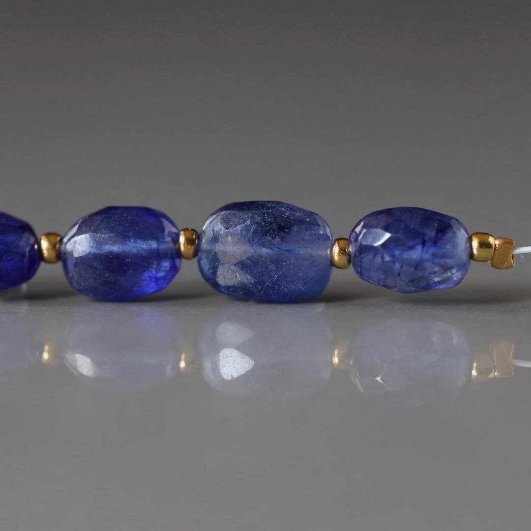 Madagascar Blue Sapphire Beads Oval Faceted 6x8mm Nugget Stone Chunk Gemstone Bead for Jewelry Making Beading Craft Gift Bead