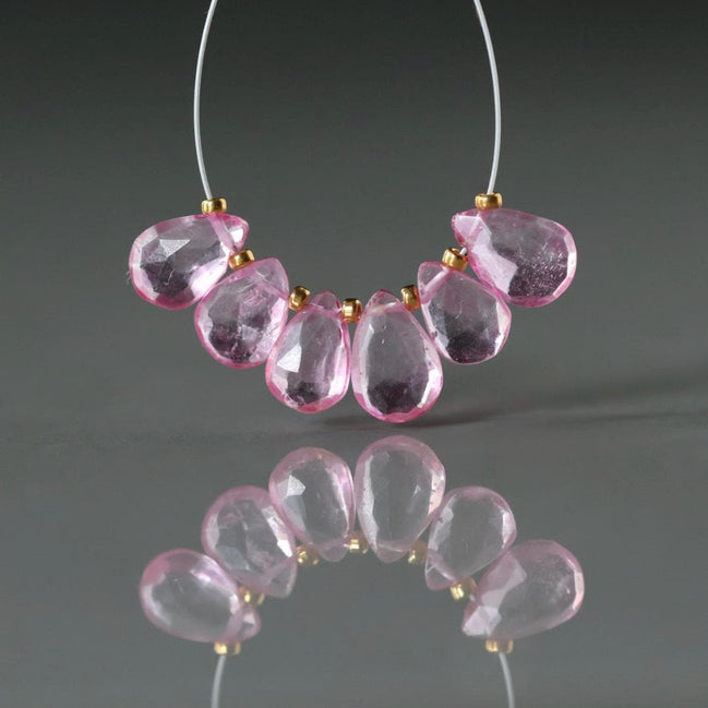 6x8mm Pink Topaz Faceted Briolette Beads Faceted Pear Drops 6 PCs Gemstone Beads DIY Jewelry Making Earrings Pendants December Birthstone