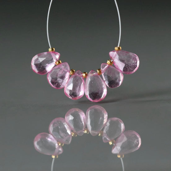 6x8mm Pink Topaz Faceted Briolette Beads Faceted Pear Drops 6 PCs Gemstone Beads DIY Jewelry Making Earrings Pendants December Birthstone