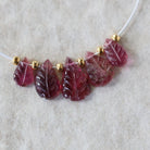 7-10mm Pink Tourmaline Carved Beads Leaf Briolettes 5 PCs Natural Gemstone for DIY Jewelry Making Supplies Earrings