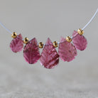 7-10mm Pink Tourmaline Carved Beads Leaf Briolettes 5 PCs Natural Gemstone for DIY Jewelry Making Supplies Earrings