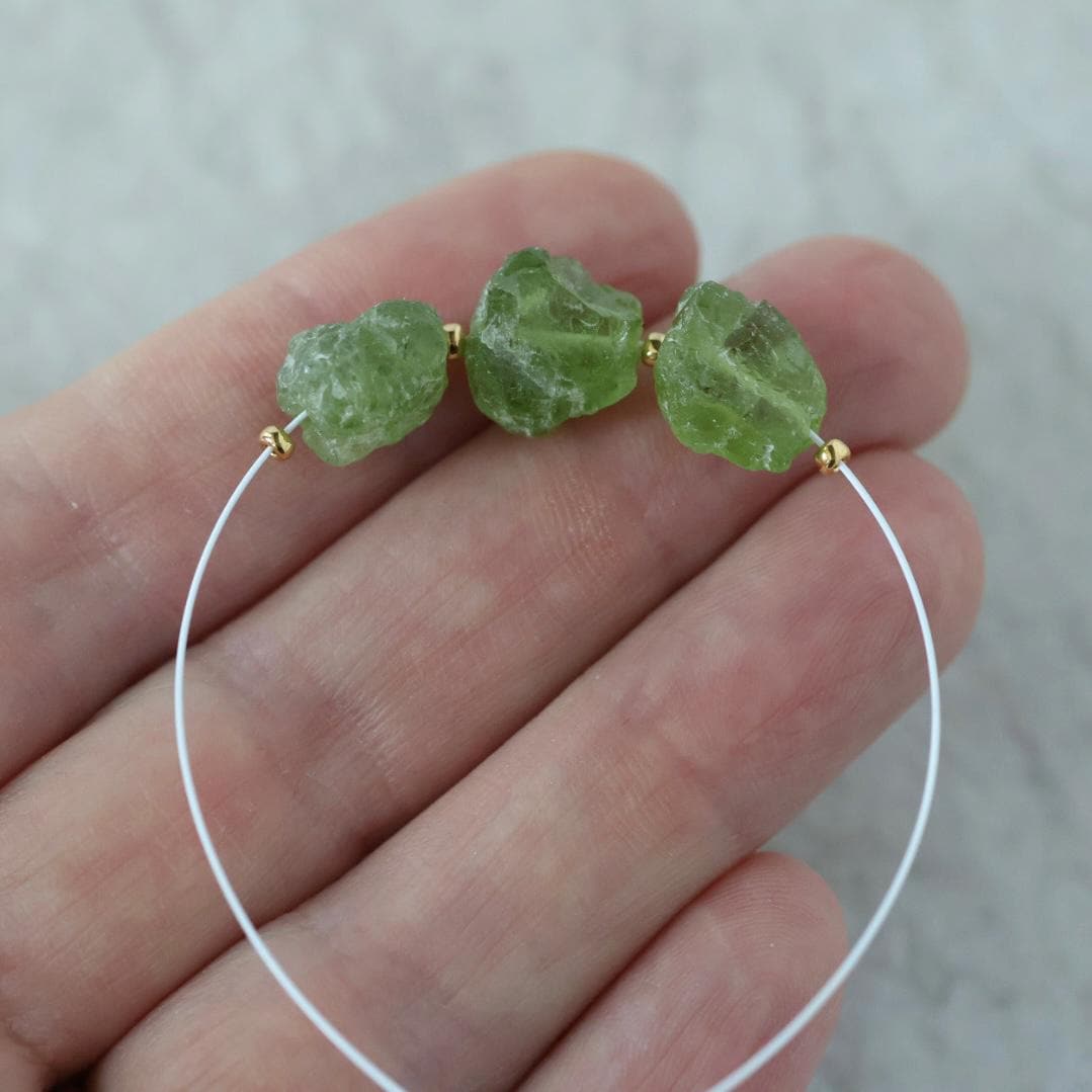 7-10mm Raw Peridot Nugget Beads 3 Pieces Freeform Chunks Rough Gemstone Green For DIY Jewelry Making