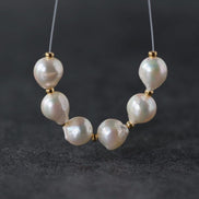 7.5mm Genuine Japanese Akoya Pearl Beads Baroque Cream Organic 6 PCs DIY Jewelry Making Supplies Earrings