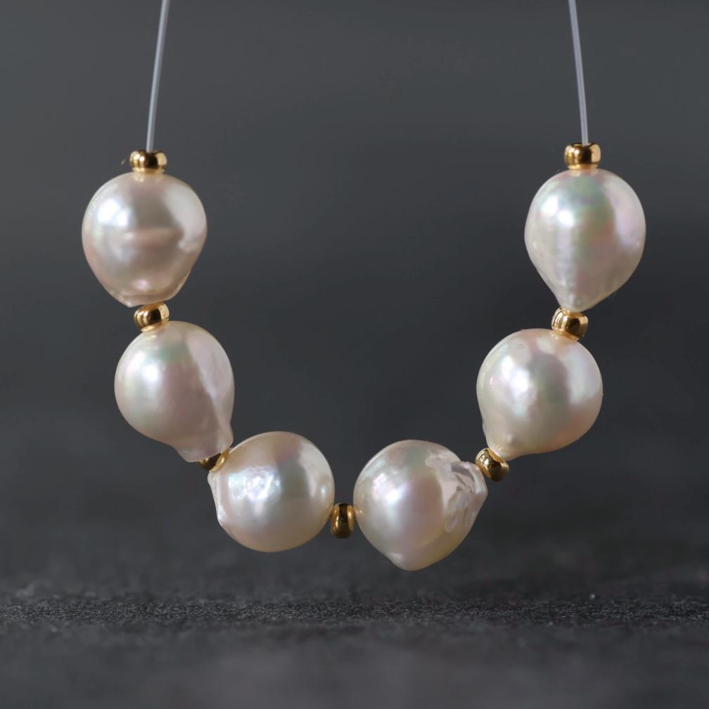 7.5mm Genuine Japanese Akoya Pearl Beads Baroque Cream Organic 6 PCs DIY Jewelry Making Supplies Earrings