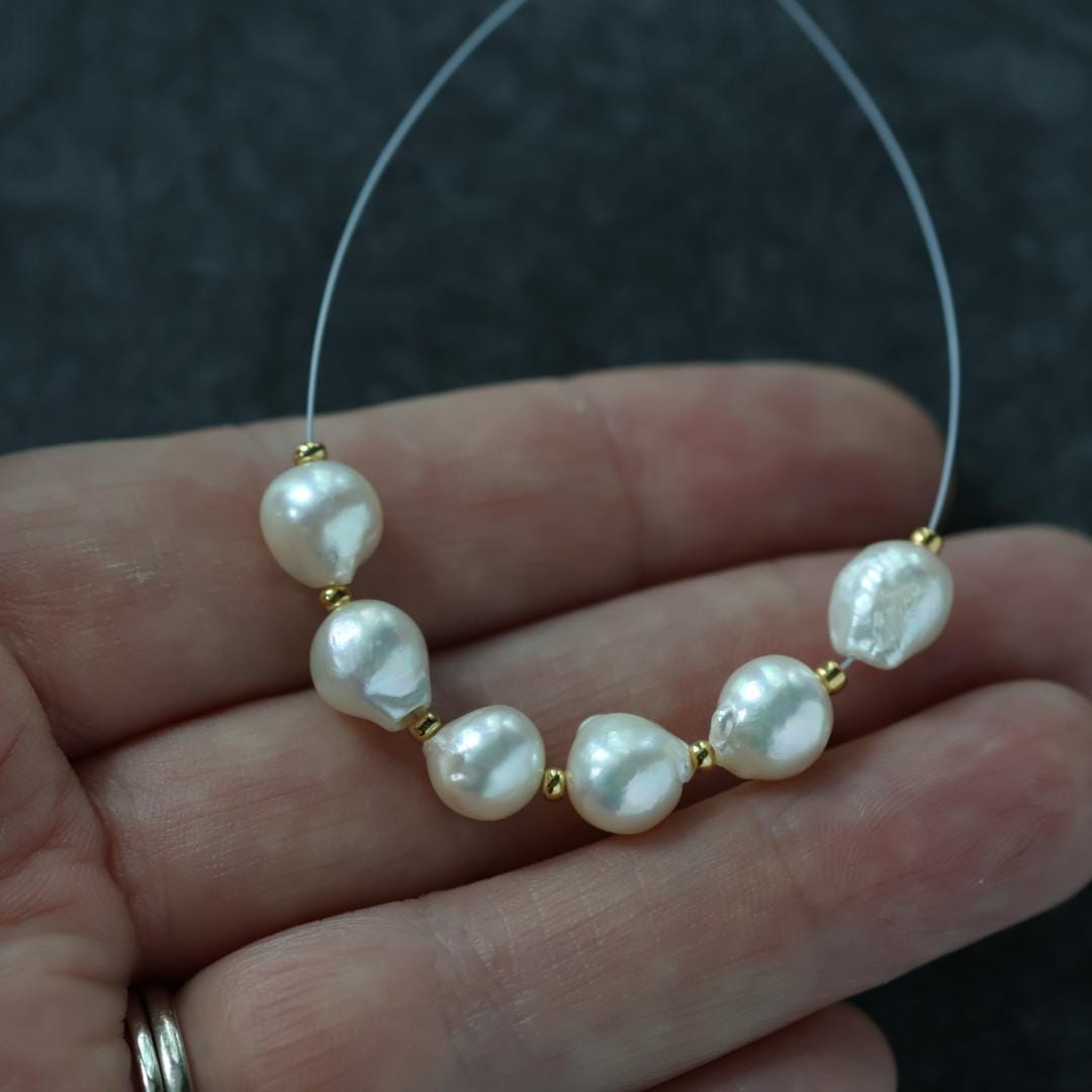 7.5mm Genuine Japanese Akoya Pearl Beads Baroque Cream Organic 6 PCs DIY Jewelry Making Supplies Earrings